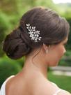 Alfinetes de cabelo de casamento Unicra Rhinestone Bride Clipes de cabelo de noiva Peça de cabelo de cristal Acessórios de cabelo decorativos para damas de honra para mulheres e meninas, pacote com 2 (prata A)
