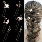 Alfinetes de cabelo para casamento de noiva SELFCLOUD Handmade Pearl 6 unidades