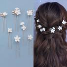 Alfinetes de cabelo soulshow Bridal Wedding Polymer Clay White 7 unidades Alfinetes de cabelo soulshow Bridal Wedding Polymer Clay White 7 unidades
