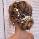 Alfinetes de cabelo Unicra Star Moon Crystal Bridal Wedding Gold (x5)