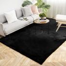 Alfombra Ashler para Decoración del Hogar en Piel Sintética de Conejo Negra 183x274 cm