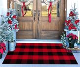 Alfombra BUAGETUP 61x130 cm Algodón de Cuadros Buffalo Rojo y Negro
