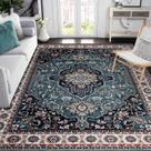 Alfombra de área fácil de limpiar con medallón desgastado 160x230 cm