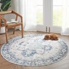 Alfombra de Área Jinchan Redonda 150 cm Lavable Vintage Azul