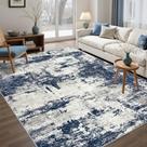 Alfombra de Área Tosuoka Lavable 5x7 pies con Respaldo Antideslizante Gris/Azul Alfombra de Área Tosuoka Lavable 5x7 pies con Respaldo Antideslizante Gris/Azul