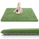 Alfombra gruesa para juegos de bebé para suelos, tapete acolchonado de espuma 50x50 para corral, soporte ultra suave y tacto de felpa, alfombra para guardería antideslizante para bebés, infantes, niños, yoga, gateo y tiempo boca abajo (verde)
