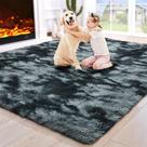 Alfombra Noahas 91x152 cm de Felpa con Teñido Anudado en Negro y Gris Alfombra Noahas 91x152 cm de Felpa con Teñido Anudado en Negro y Gris