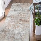 Alfombra Runner Jinchan Lavable Moderna Abstracta 2x6 pies Taupe