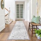 Alfombra Runner Rug Jinchan 61x254 cm Floral Vintage Gris Antideslizante