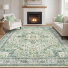 Alfombra Tortania 3x3.6 m Lavable Estilo Bohemio Vintage Verde Alfombra Tortania 3x3.6 m Lavable Estilo Bohemio Vintage Verde