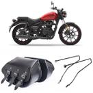 Alforge Bolsa Lateral Para Moto Custom 32L + Afastador Royal Enfield Meteor 350