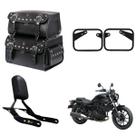 Alforge Bolsa Mala Baú Traseiro 85 litros cravos Sissy Bar Afastador Suporte Kawasaki Eliminator 500