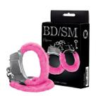 Algema de Metal com Pelúcia na Cor Rosa - BDSM