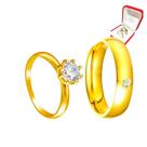 Aliança 6mm Ouro 18k Pedra Branca + Anel Solitário 2mm Banhado Ouro 18k Zircônia Branca Casamento Luxo Casal Aliança 6mm Ouro 18k Pedra Branca + Anel Solitário 2mm Banhado Ouro 18k Zircônia Branca Casamento Luxo Casal
