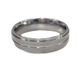 Aliança aço Fosca com 3 Frizos Reta (6mm)