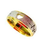 Aliança Batimentos Coração Compromisso Banhado Ouro 18k 6mm Fosco Tradicional Tungstenio