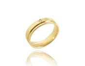 Aliança Clássica Semijoia Banho de Ouro 18K Anatômica Quadrada com Friso 5 mm e Ponto de Zircônia