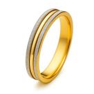 Aliança Compromisso 4mm Dourada Ouro 18k Friso Casal Friso Tradiconal Casamento Luxo