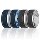 Aliança de casamento de borracha de silicone ROQ para homens, 9 mm, azul escuro, pacote com 4