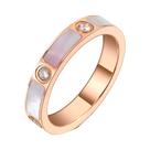 Aliança de Casamento em Aço Inoxidável com Banho de Ouro Rosa e Cristal CZ
