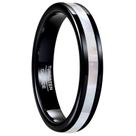 Aliança de casamento feminina Vakki em carboneto de tungstênio preto de 4 mm com concha