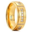 Aliança de casamento King Will Titanium 8 mm dourada com zircônia tamanho 12