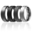 Aliança de casamento ROQ de borracha de silicone para homens com 8 mm de largura e 2 mm de espessura