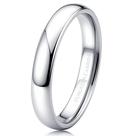 Aliança de casamento Tungary de 4 mm em carbeto de tungstênio, prata polida