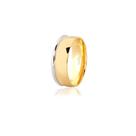 Aliança de Ouro Amarelo 18K Texturizada com Detalhe em Ouro Branco