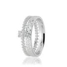 Aliança de Ouro Branco 18K 10 Pontos Diamante Central