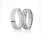 Aliança De Ouro Branco 18K 86 Pontos de Diamante