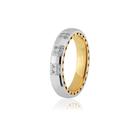 Aliança de Ouro Branco 18K Detalhe Ouro Amarelo 10pts Diamante