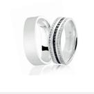 Aliança de Ouro Branco 18K Diamante Negro e Branco 5,50mm
