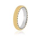Aliança de Ouro Branco e Amarelo 18K Detalhada 4mm