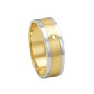 Aliança Feminina Bicolor 6MM em Ouro 18K com Diamante - AU1182
