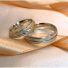 Aliança Prata Modelo Rilary 5 mm 1Pedra Feminina Filete Ouro