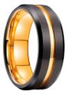 Aliança Tungstênio 8mm Preto Fosco Banhado a Ouro 18k/Ródio Numeração:22