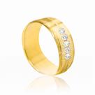 Aliança Tungstênio Casamento Ouro Pedras Brilhantes Coração
