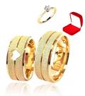 Alianças Casamento Banhada Ouro 18k Tradicional Noivado Anel Com solitário Aparador Anatômico Presente Largas Simples Delicadas COração