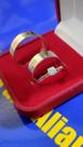 Alianças Prata 950 com Ouro 18 Kilates Namoro ,Compromisso Noivado, Casamento 7 mm Ouro 2mm e anel Solitário
