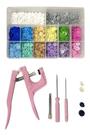 Alicate Aplicar Botões Plástico de Pressão + Box com 280 Botões Ritas Coloridos 10mm