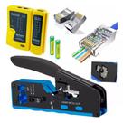 Alicate Crimpar Rj45 EZ Vazado, COM Testador, e 20 Rj45 Blindado Ez