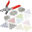 Alicate de aplicar botão de metal 35 tictac mais 100 botões pressão Eberle coloridos para roupas