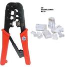 Alicate de crimpar rj45 568r com catraca original + 2o conectores