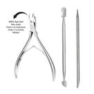 Alicate de cutícula+ espátula+ palito. kit manicure 3 peças