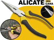 Alicate Meia Cana Hobby 6'' Fertak Polido Cabo Antideslizante Ferramenta Profissional Multiuso Uso Doméstico Oficina