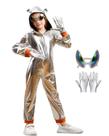 Alien Costume SENLI Kids Silver Metallic com óculos e luvas L
