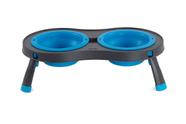 Alimentador elevado para animais de estimação Dexas Pets Double 2.5 Cup Bowls Pro Blue
