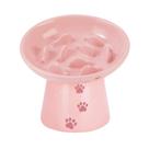 Alimentador lento para gatos Y YHY 15 cm de cerâmica anti-vômito rosa