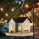 Alimentador solar para pássaros Mrcrafts Metal Outdoor com luz LED Alimentador solar para pássaros Mrcrafts Metal Outdoor com luz LED